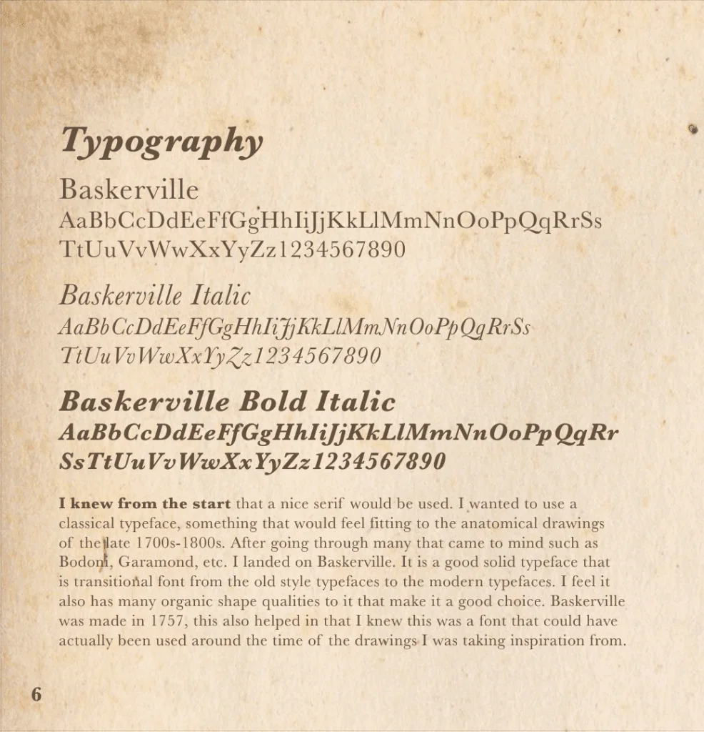 Baskerville type specimen sheet, regular, italic, and bold italic