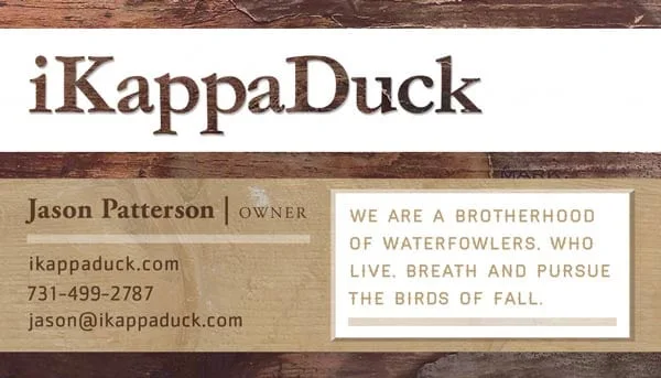 iKappaDuck business card front on weathered wood